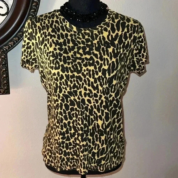 Mother Superior The Sinful Yellow Black Animal Print Knit Top T-Shirt Medium - Picture 16 of 16